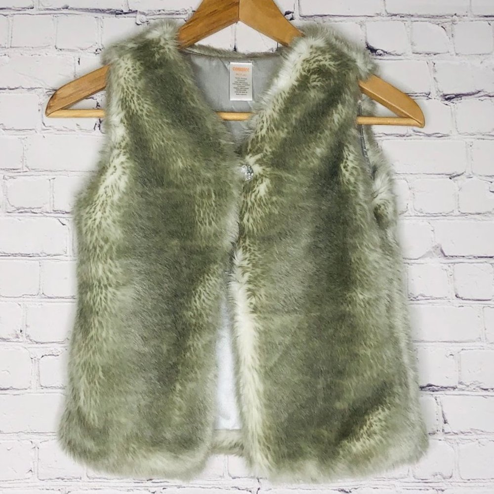 Gymboree Vest Faux Fur Size M (7-8) Girls Gray